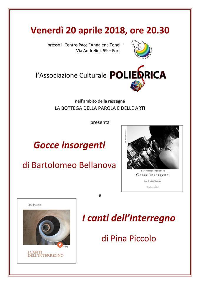 Presentazione "I canti dell'interregno" di Pina Piccolo - 20 Aprile - Forlì